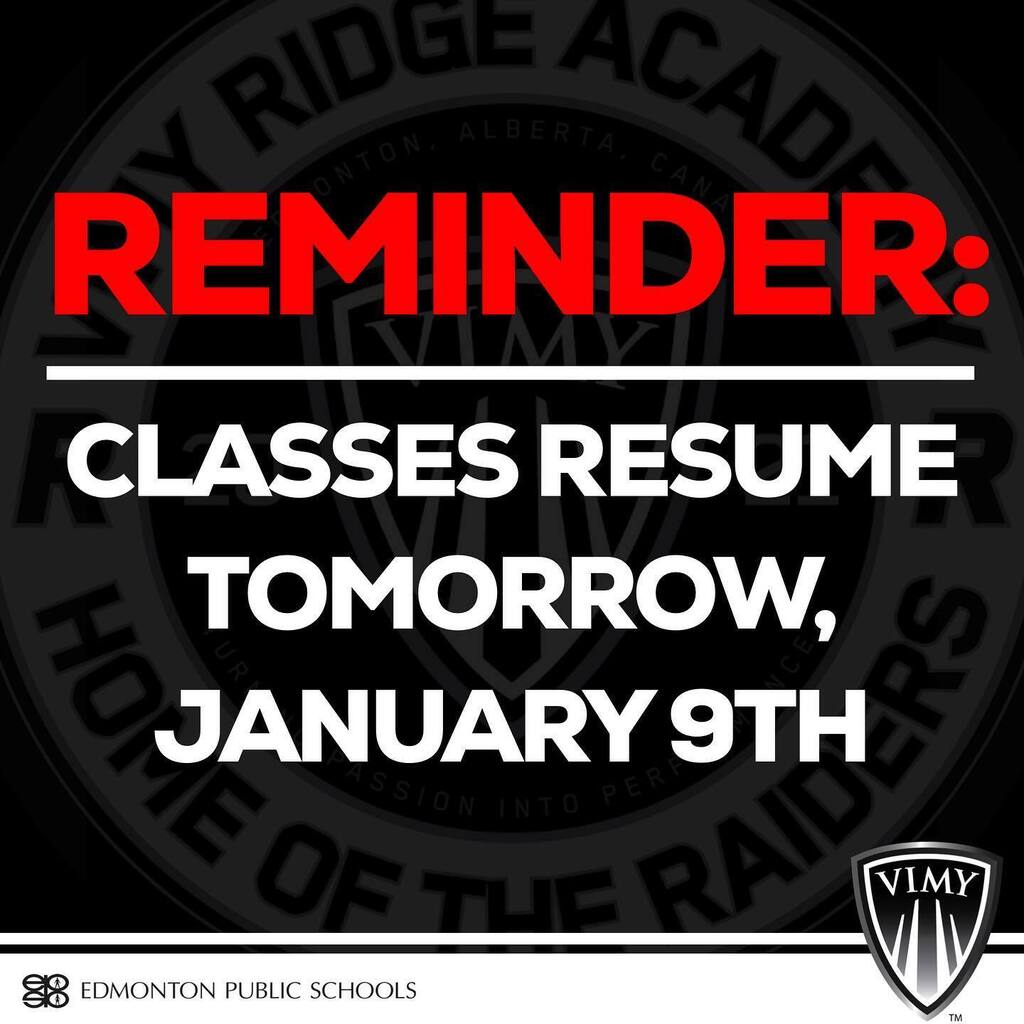 VimyAcademy's tweet photo. We’re looking forward to seeing all of our wonderful students and staff back in the building tomorrow morning!
#vimyproud #epsb #vimyadmin #yeg https://t.co/skVKxLcYD2