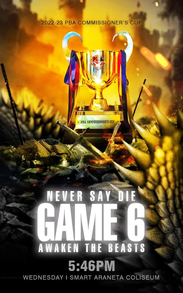 GAME 6!!!
Wednesday
Smart Araneta Coliseum
5:45PM
King Leads  3-2

#NSD #NeverSayDie #BGSM 
#BarangayGinebraSanMiguel
#Ginebra #PBA #EASL #BayAreaDragons 
#TerrificTogether #AwakenTheBeasts
