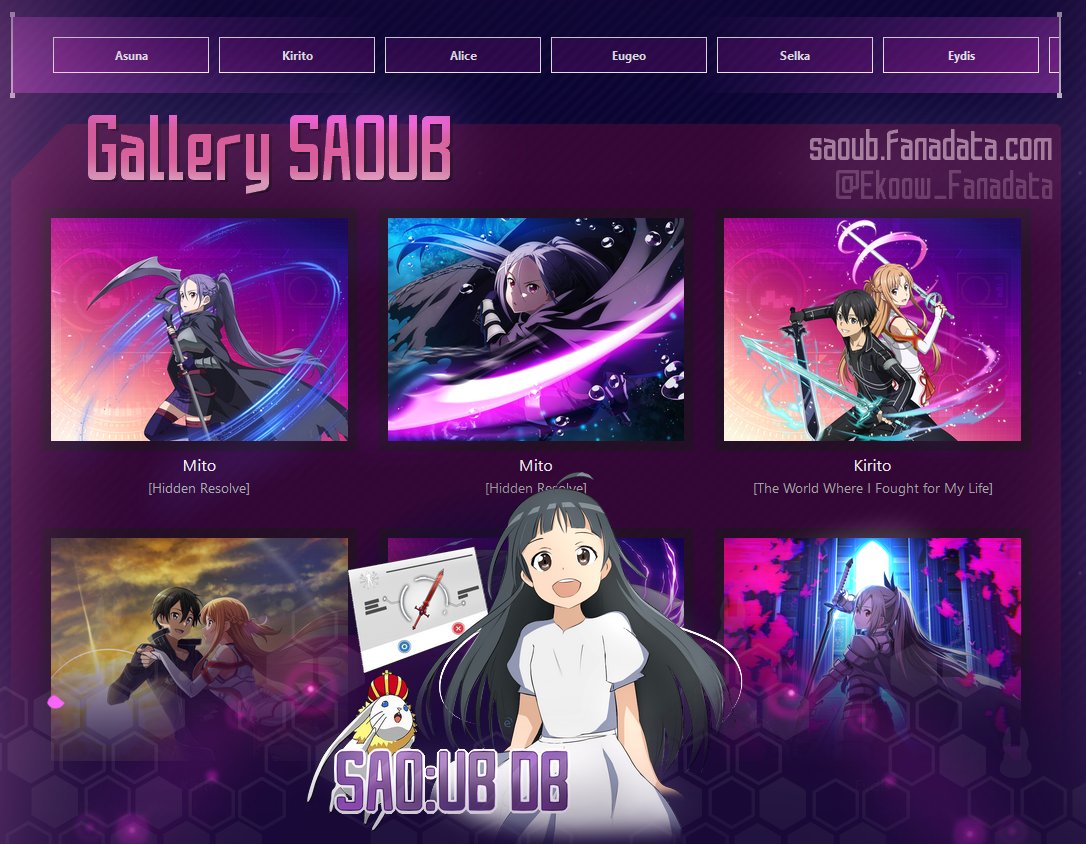 Ekoow_Fanadata's tweet photo. [ Memory gallery artworks #SAOUB ]
- Characters LB0 LB4:
       https://t.co/b8OwAKMSSY
- Home Characters:
       https://t.co/Hx4eKTCOpA

The end of the game is near, maybe a little too quickly, but it was a great time. Thanks to the developers of game!
#アリブレ #SAO #SAOARS https://t.co/CgrGDGF9zq