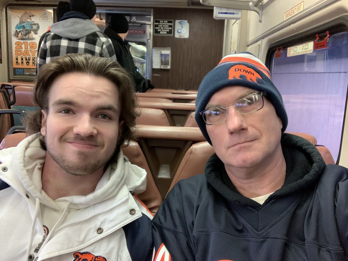 thedullguy's tweet photo. On the train at Gary to see if we can bring this season in for a landing. Sammy’s Christmas gift to me. 🐻⬇️
Also: if the Jags can make the turnaround so can the Bears. Make it happen. #FathersAndSons #FootballDad #RegionKid https://t.co/MBHGTNRgxB