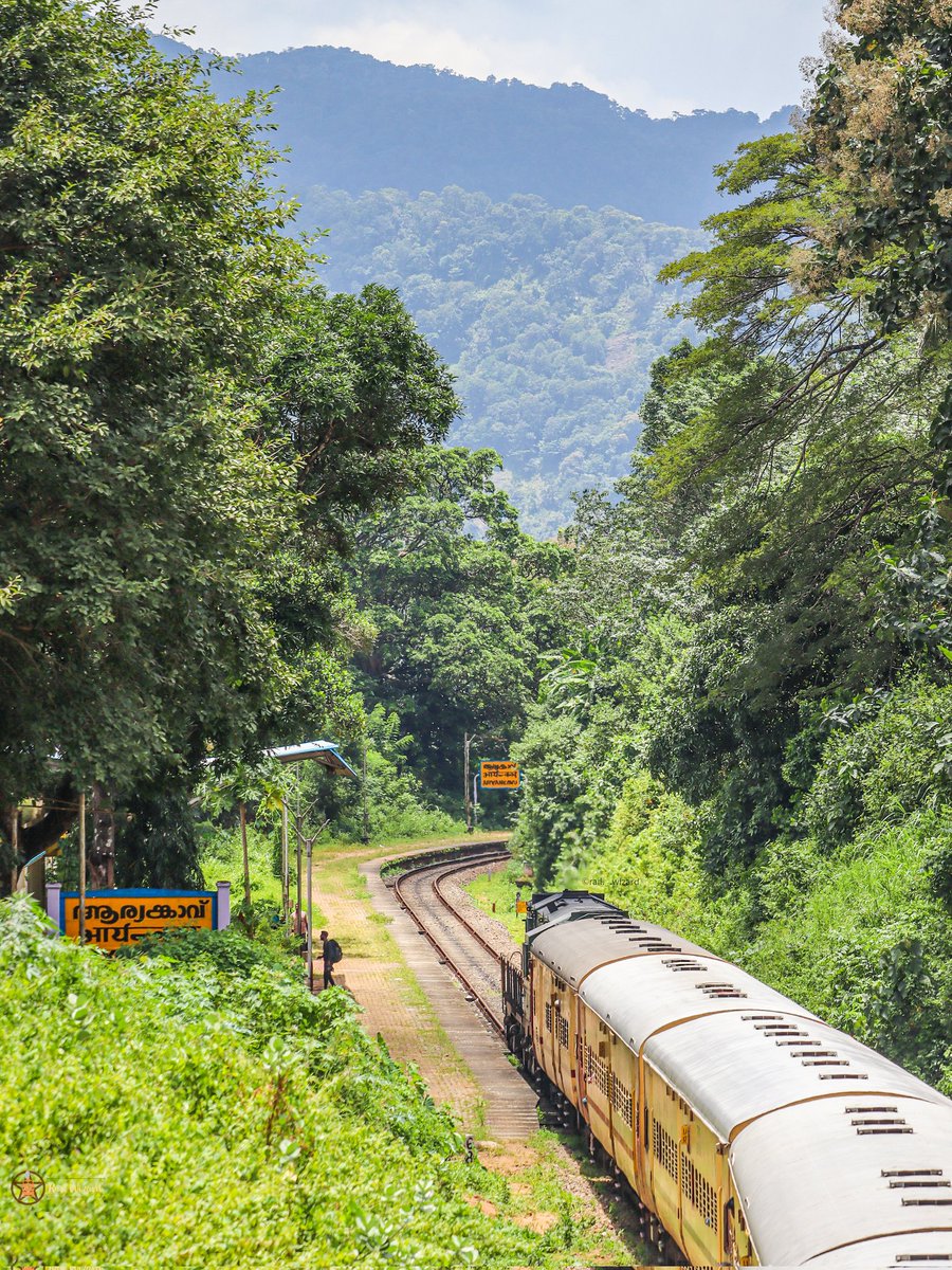 _Railwizard_'s tweet photo. Cruising through one of India's most fresh &amp; green laden route ( Sengottai - Kollam Route ), 06659 arriving Aryankavu Railway Station !
Falling under jurisdiction @maduraidivision #keralatourism @RailMinIndia https://t.co/vnXOv9QCK8