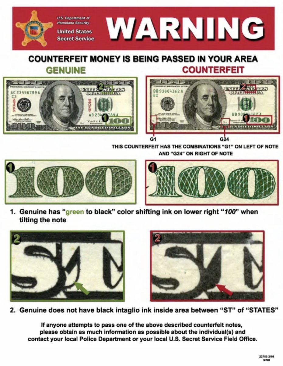 WaucondaPD's tweet photo. We have received several reports of counterfeit $100 bills being used at local businesses. These counterfeit bills are an older style bill, have serial number B59281911A and passed counterfeit pen tests. Please use caution when accepting $100 bills. #WaucondaPD  #CounterfeitMoney https://t.co/1S35iVhqwR