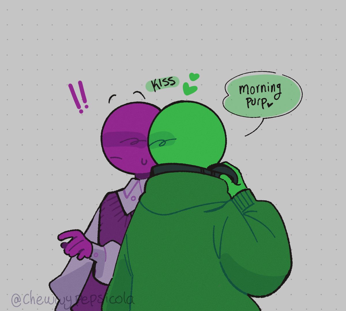 As usual, i forgot to post this drawing, i doodled the idea all the way back in october and then decided to line and color it cause a tumblr ask brought up literally this exact same  concept (purple avm not bieng used to unconditional affection) (augh)
#AnimationvsMinecraft 