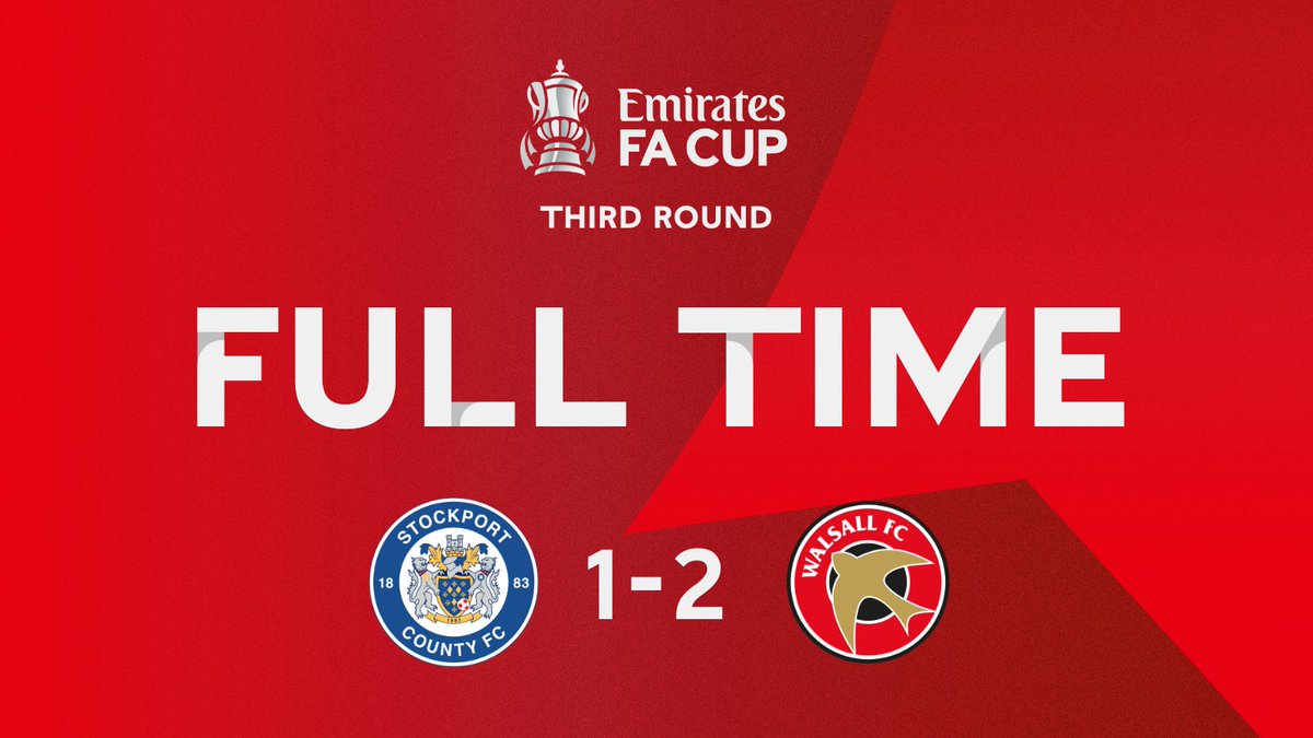 SFutebol16's tweet photo. CLASSIFICAΓΓO NO FIM!
Fora de casa, o Walsall venceu o Stockport por 2 a 1 e se garantiu na prΓ³xima fase da Copa da Inglaterra. Os gols foram marcados por Johnson (63') e Williams (95').
#STOWAL #FACup https://t.co/KlDLOxVTMo