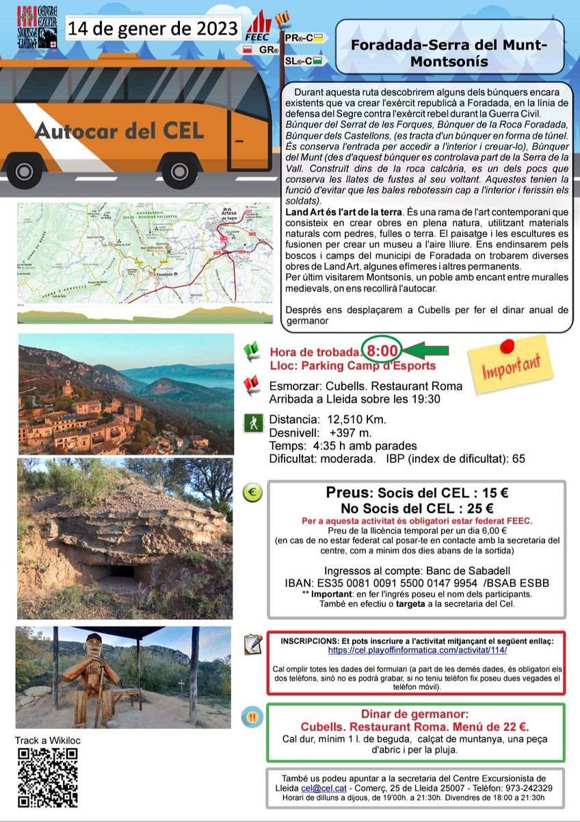 cel_lleida's tweet image. Comencem el 2023 amb les piles carregades😁
🚌 Autocar del CEL
#excursionisme #fecc #forada #serralades #guerracivil