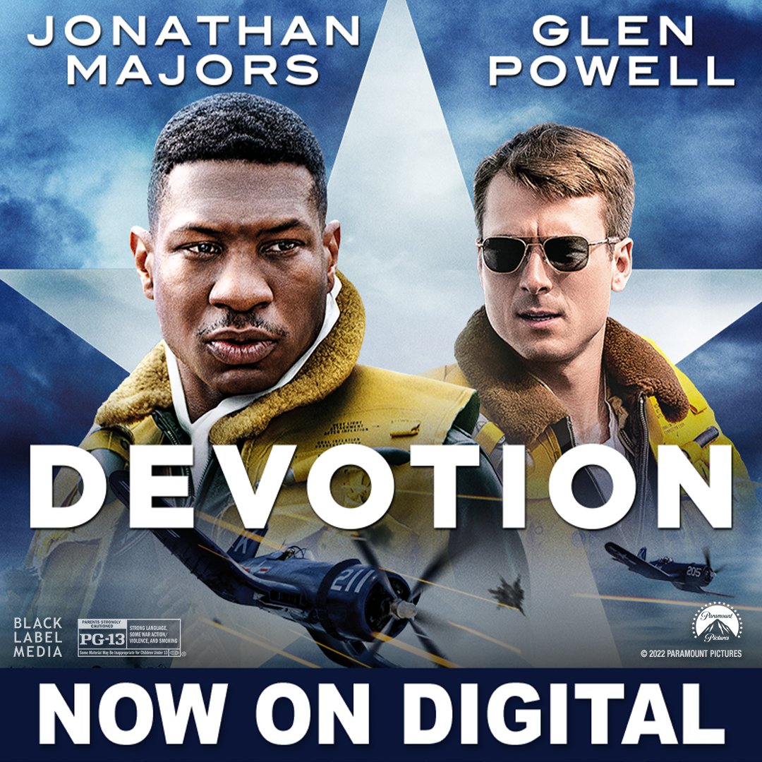 PCLeftovers's tweet image. Bring #Devotion home on Digital! #JonathanMajors &amp;amp; #GlenPowell star in the epic &amp;amp; inspirational story based on true events of two heroic US fighter pilots. Buy it on Digital now, packed with bonus content. Available at participating retailers. Rated PG-13. From #ParamountPictures
