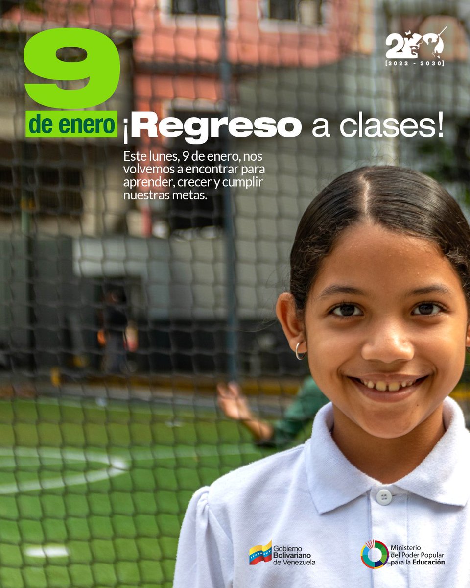 ¡Todo listo! 📚

Luego de las vacaciones decembrina nos preparamos para un regreso a clases 2023 con alegría. Invito a todo el sector educativo, a nuestros niños, niñas y jóvenes a continuar usando las medidas de bioseguridad. 

<a href="/NicolasMaduro/">Nicolás Maduro</a> 
@MPPEDUCACION