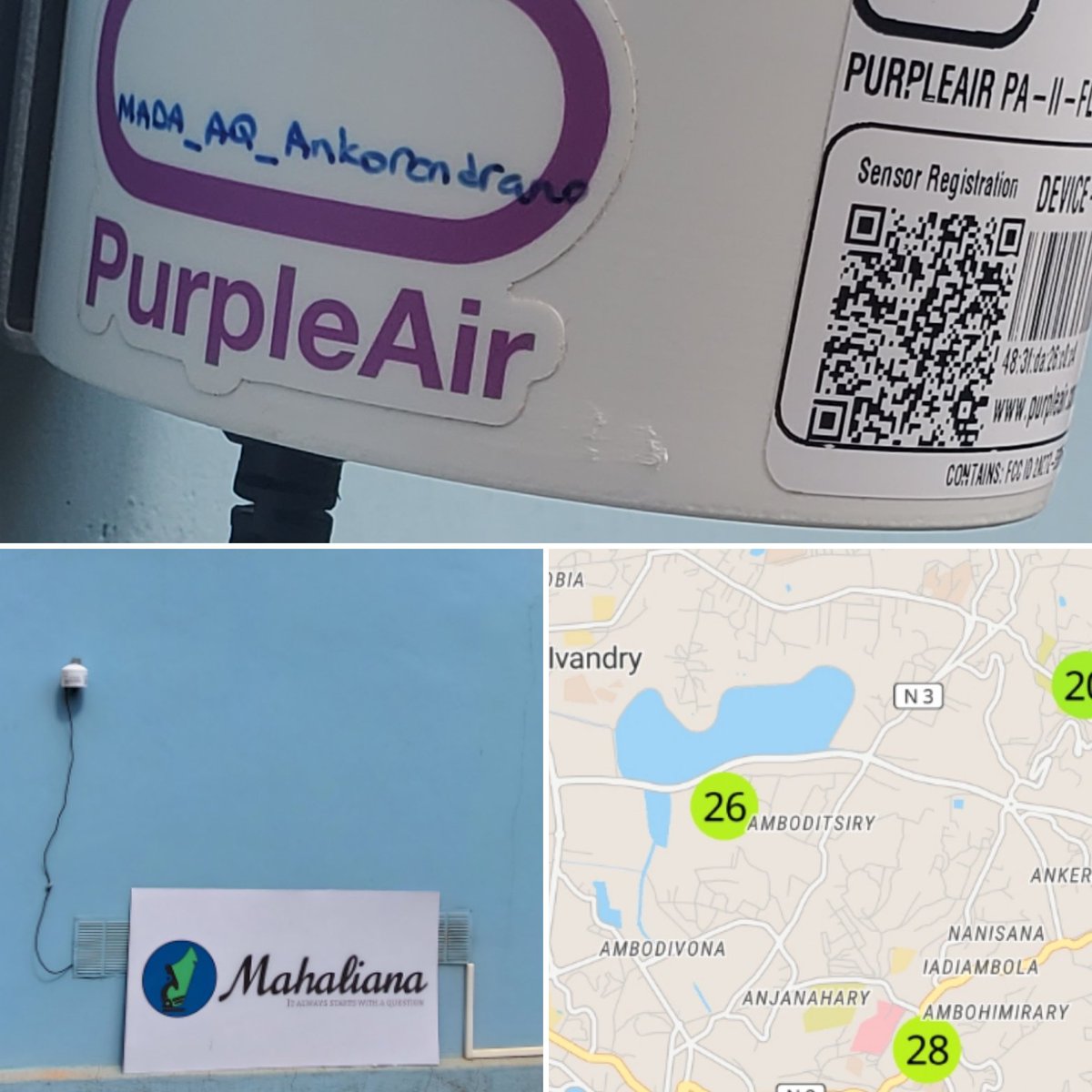 As of today, <a href="/Mahaliana_labs/">Mahaliana</a> is part of an initiative to monitor #AirQuality in #Antananarivo. Monitor the air you breathe on purpleair.com/map @LovaMarline @fidyras @Myhevitra