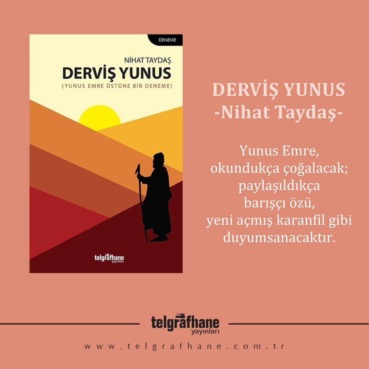 Derviş Yunus'u indirimli fiyatıyla internet sitemizden edinebilirsiniz. Keyifli okumalar! 👇 telgrafhane.com.tr #telgrafhane #telgrafhaneyayınları #dervişyunus #nihattaydaş #kitap #yenikitap #kampanya #indirimlikitaplar #okumaközgürlüktür