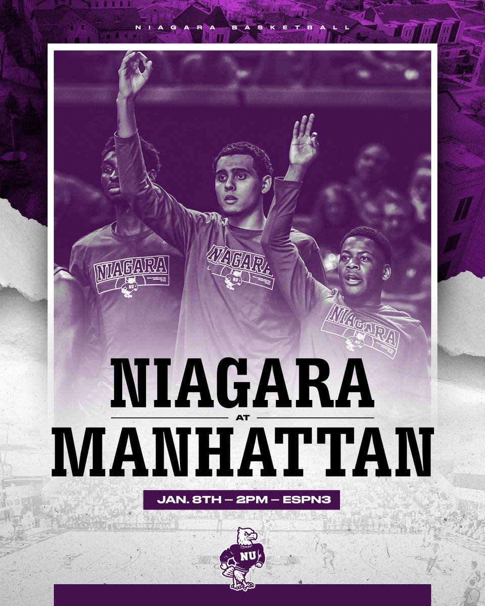NiagaraMBB's tweet photo. Sunday afternoon in the Big 🍎

🟣🦅🏀
🆚: Manhattan
📍: Riverdale, NY
🏟️: Draddy Gymnasium
⏰: 2 p.m.
📻: 1400AM/107.3FM 
📊: https://t.co/t5SnWubs97
📺: https://t.co/yCSJbxcxUT https://t.co/0Vqf8rjHD1