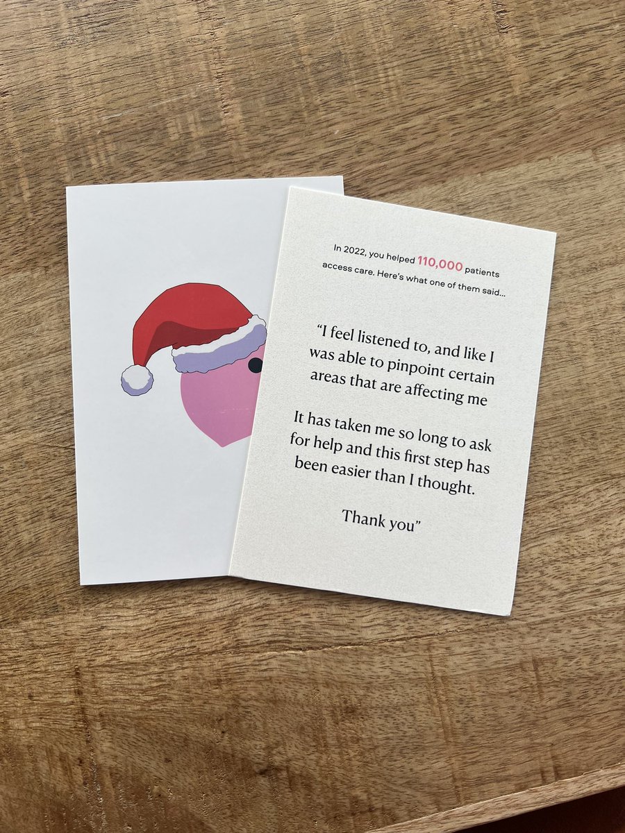 Just received my Limbic postcard in the mail today. Kind of a surreal moment when you 1) you’ve helped 110k patients last year, and 2) received a Christmas card from your own company, not knowing you were getting one 🕺