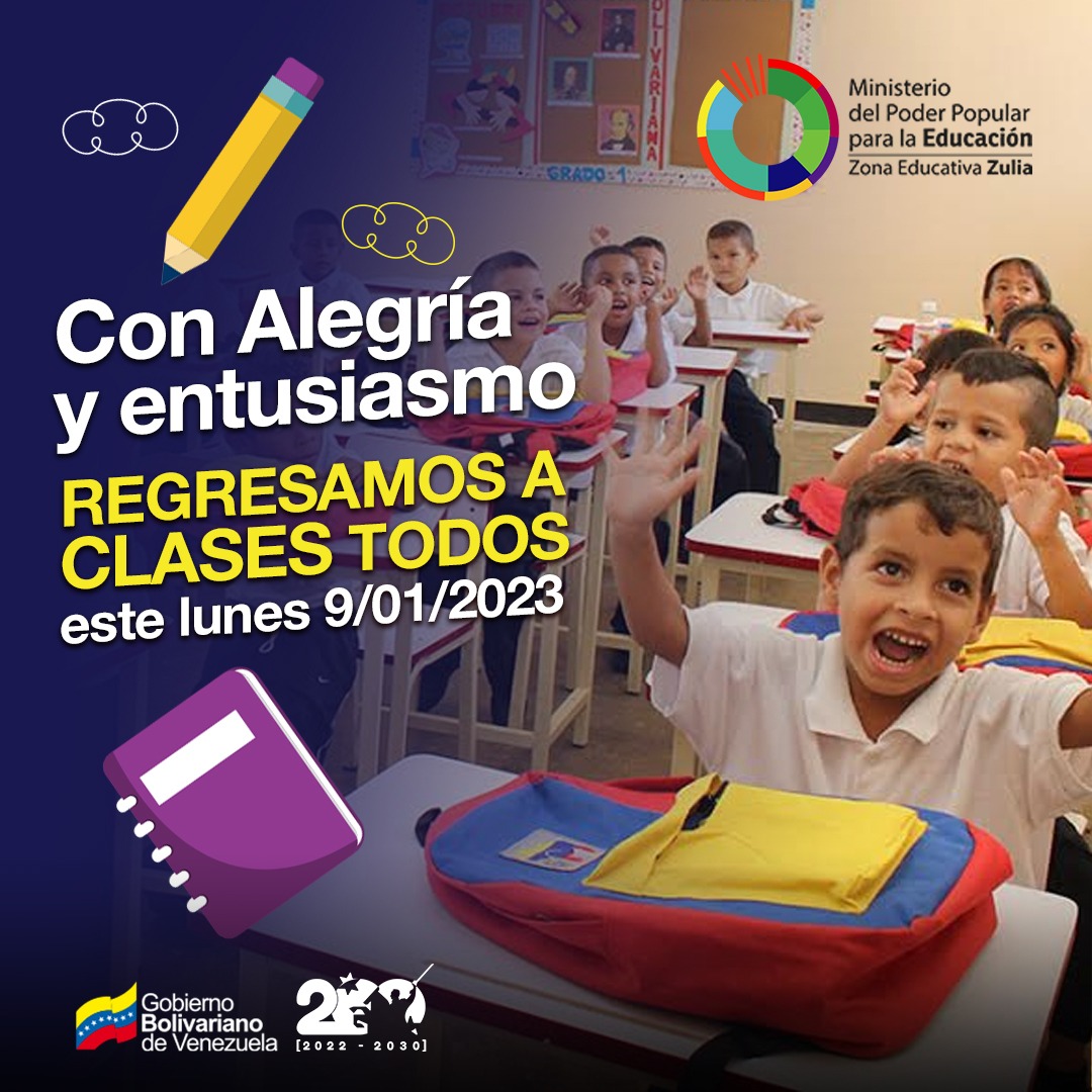 1959edgar's tweet photo. @MPPEDUCACION ¡Regresamos con entusiasmo y Alegría a clases! Iniciamos este año 2023 cargados de Bendiciones y Esperanzas, para recibir a nuestros estudiantes con un abrazo amoroso.
@nicolasmaduro
@_laavanzadora
@Penelosganzalesm
@MPPEDUCACION
@EducacionZEZ
ZONA EDUCATIVA ZULIA https://t.co/1d5yeWf3Jb