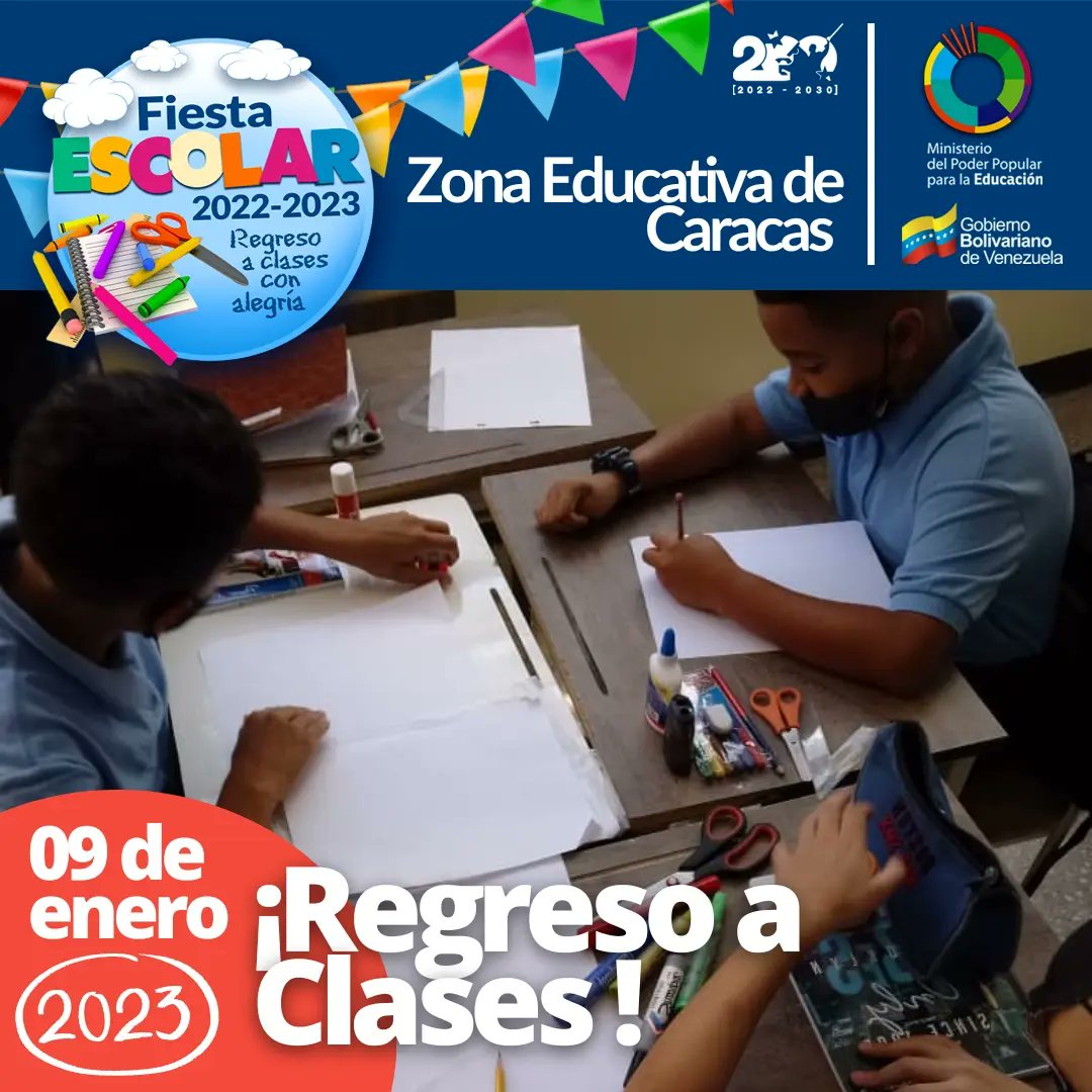 Edu_Caracas's tweet photo. Este #09Enero  continuamos nuestro año escolar 2022-2023 con alegría y amor por nuestros estudiantes. @MPPEDUCACION @_LaAvanzadora @vicent_carvajal @gracielamarilis @NicolasMaduro https://t.co/Nl3IkrOuiA