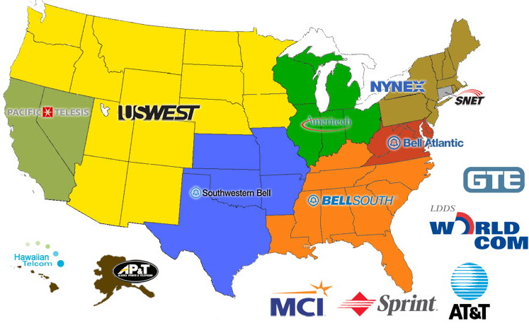 OTD in 1982, in one of the most significant U.S. antitrust milestones, <a href="/TheJusticeDept/">U.S. Department of Justice</a> &amp; <a href="/ATT/">AT&T</a> announced a consent decree resolving litigation begun in 1974. It required the breakup of the Bell System into "Baby Bell" regional companies; AT&amp;T would keep its long-distance business.