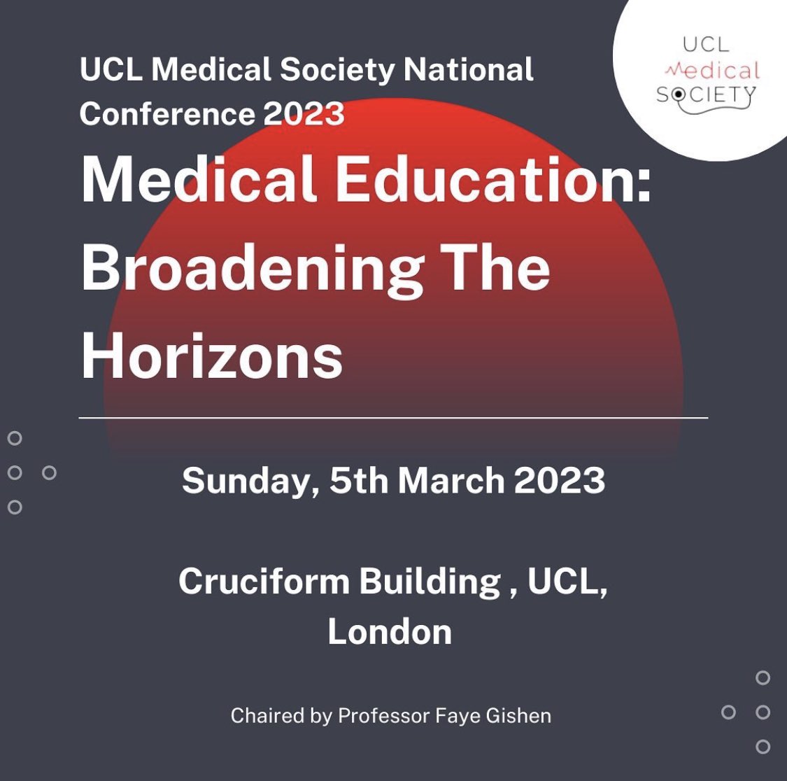 We are excited to announce the first ever national UCL medical society conference! 🩺

With the theme “Medical Education: Broadening the horizons” we’ll be hosting a day of seminars, interactive workshops and inviting YOU to present your own research at a national conference!