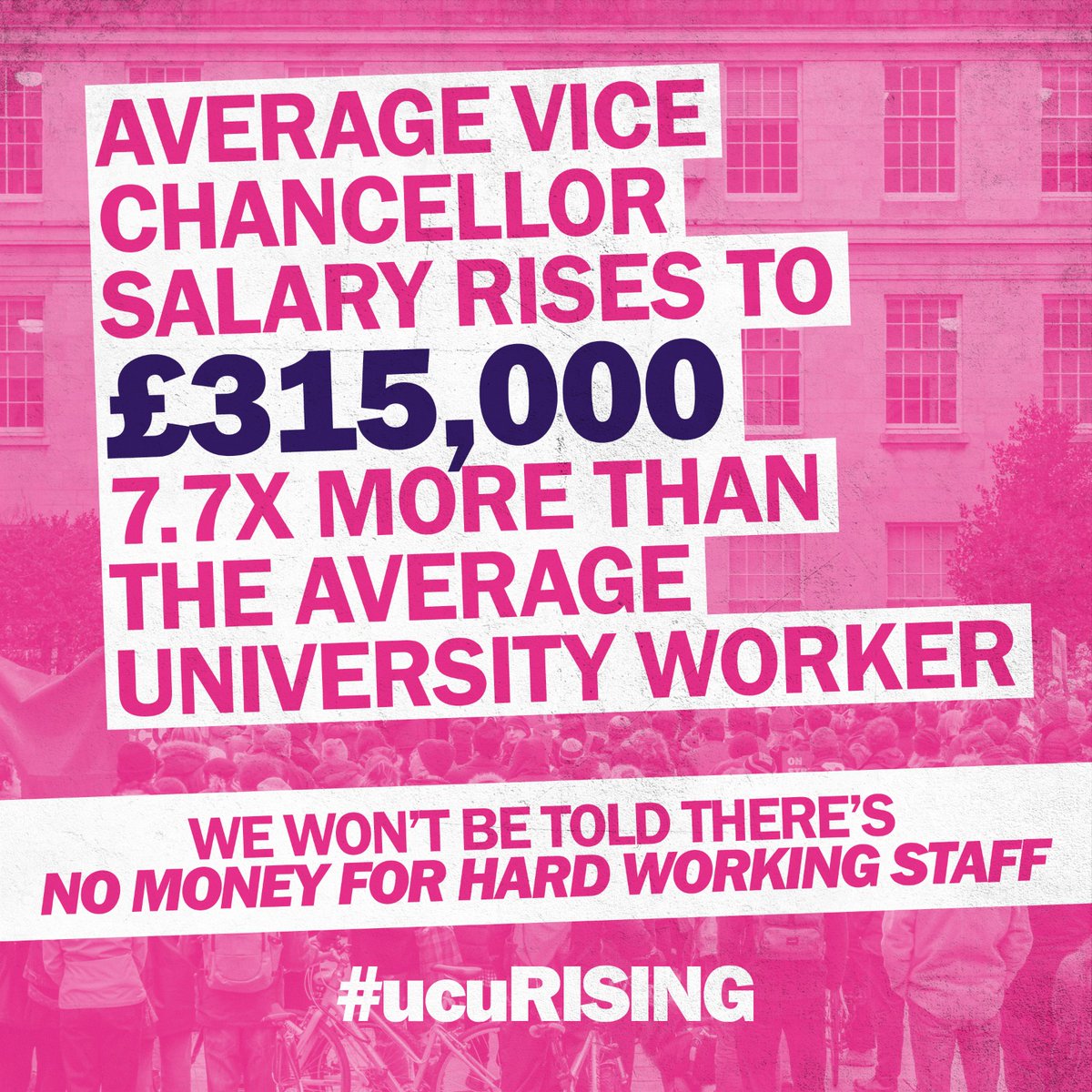 ucu's tweet image. BREAKING: Vice chancellor salaries hit new highs

Hundreds of thousands of pounds for them, massive pay cuts for us 

It&apos;s a disgrace - and we&apos;re not having it

#ucuRISING