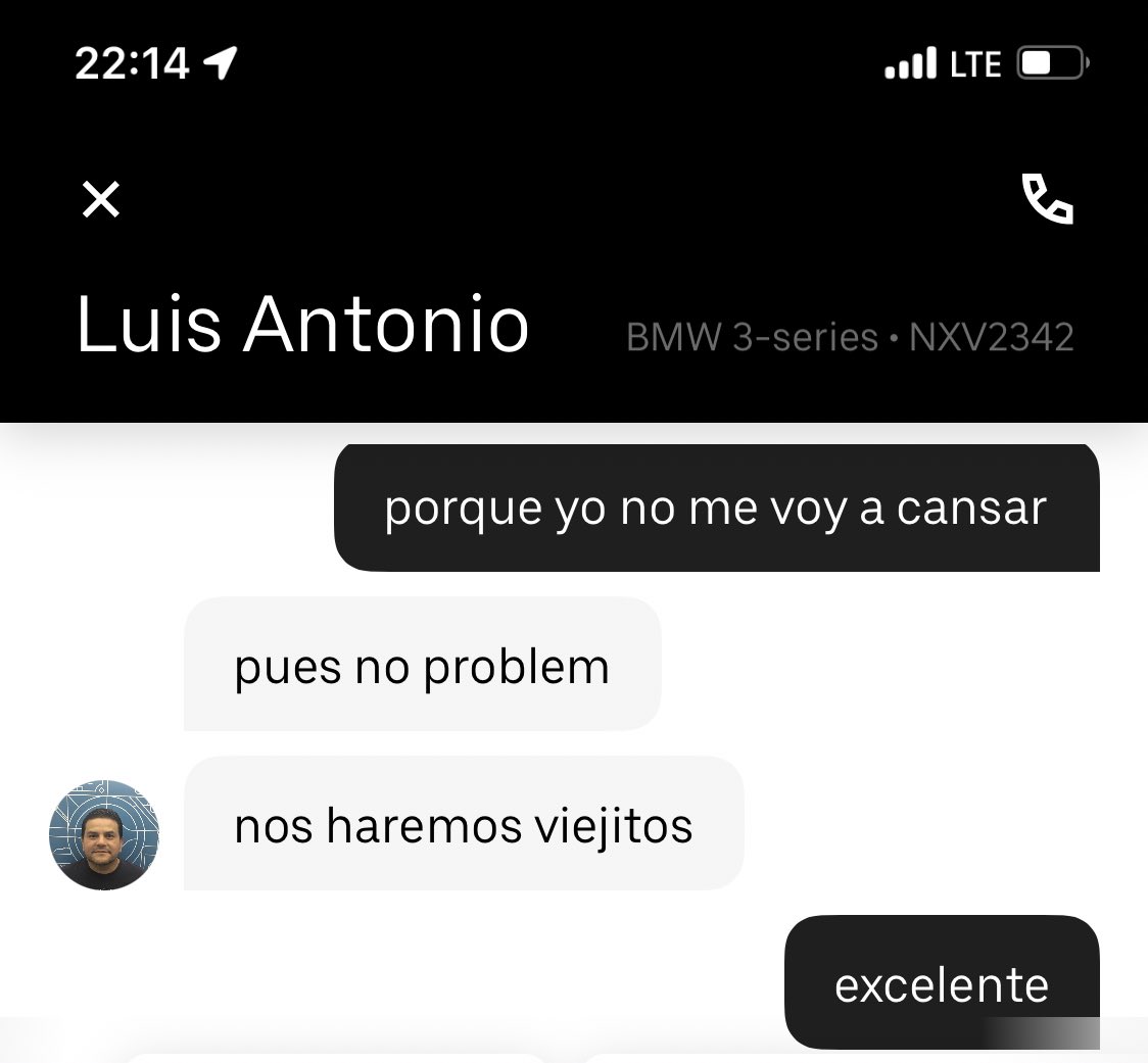 Ayer mi uber me pidió que yo cancelara (aunque me cobraban una tarifa de cancelación) y no sabe que yo y el aferre somos uno mismo. 

Claramente gané yo.