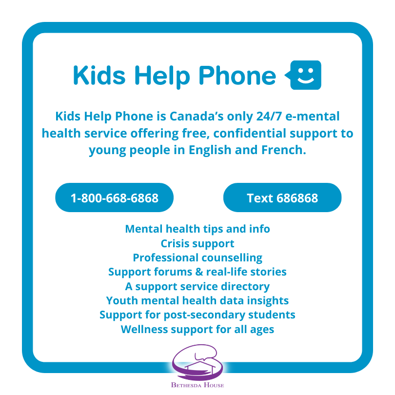 BethesdaHouseON's tweet photo. Kids Help Phone’s e-mental health services are available 24/7 across Canada. This means they’re available for kids, teens and young adults from coast to coast to coast.

#KidsHelpPhone #Community #Support #DurhamRegion #LoveShouldntHurt #MMIWG2S #EndVAW #EndGBV #StopHT https://t.co/UWb6zugI5h