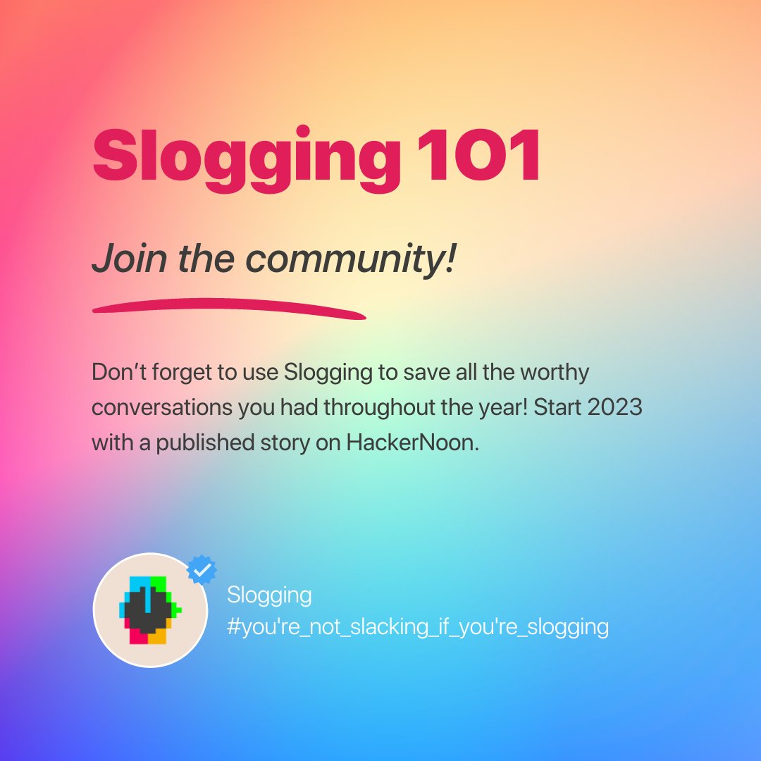 sloggingapp's tweet photo. Run, don’t walk!🏃 Start 2023 the right way and go get your #Slogging story published! Make it your #NewYear's #resolution to be featured on @hackernoon 😉

Download the Slogging #app here: https://t.co/T2jwisnEsM https://t.co/5bnqRVz89f