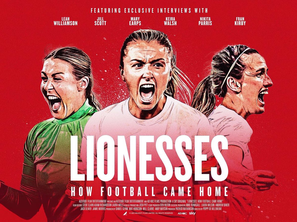 Showing on <a href="/skytv/">Sky TV</a> from today - latest doc from <a href="/adhocfilms/">Ad Hoc Films</a> 

Lionesses: How Football Came Home

Truly inspiring story of the pathway England women’s football took to get to their moment of glory this summer.
