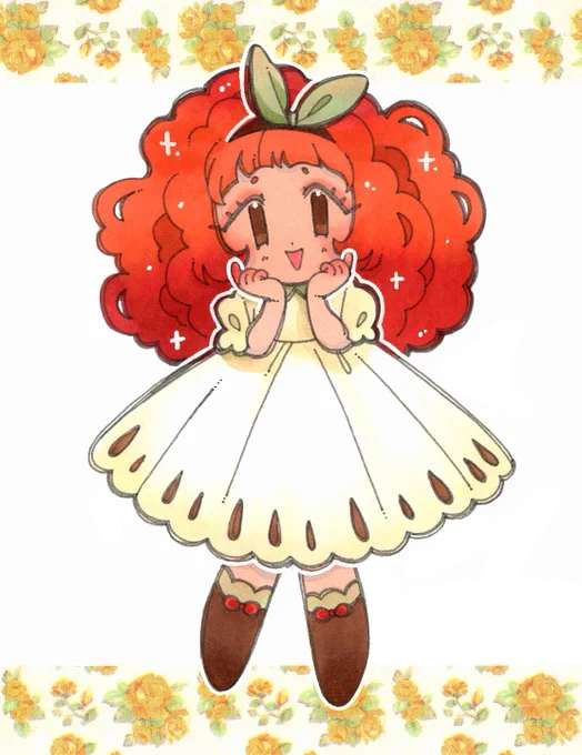 A little doodle of an apple girl I did yesterday  Say hi to...uh...Apple. 
