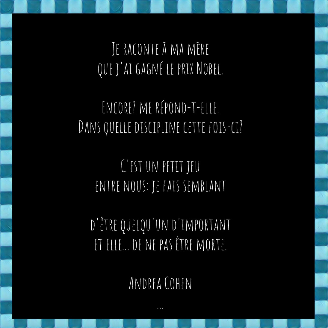 keyvansayar's tweet photo. #Traduction maison d'un beau #poème d'Andrea Cohen 💙
#poesie #nobel #mere #AndreaCohen https://t.co/zPETbVaGJ8