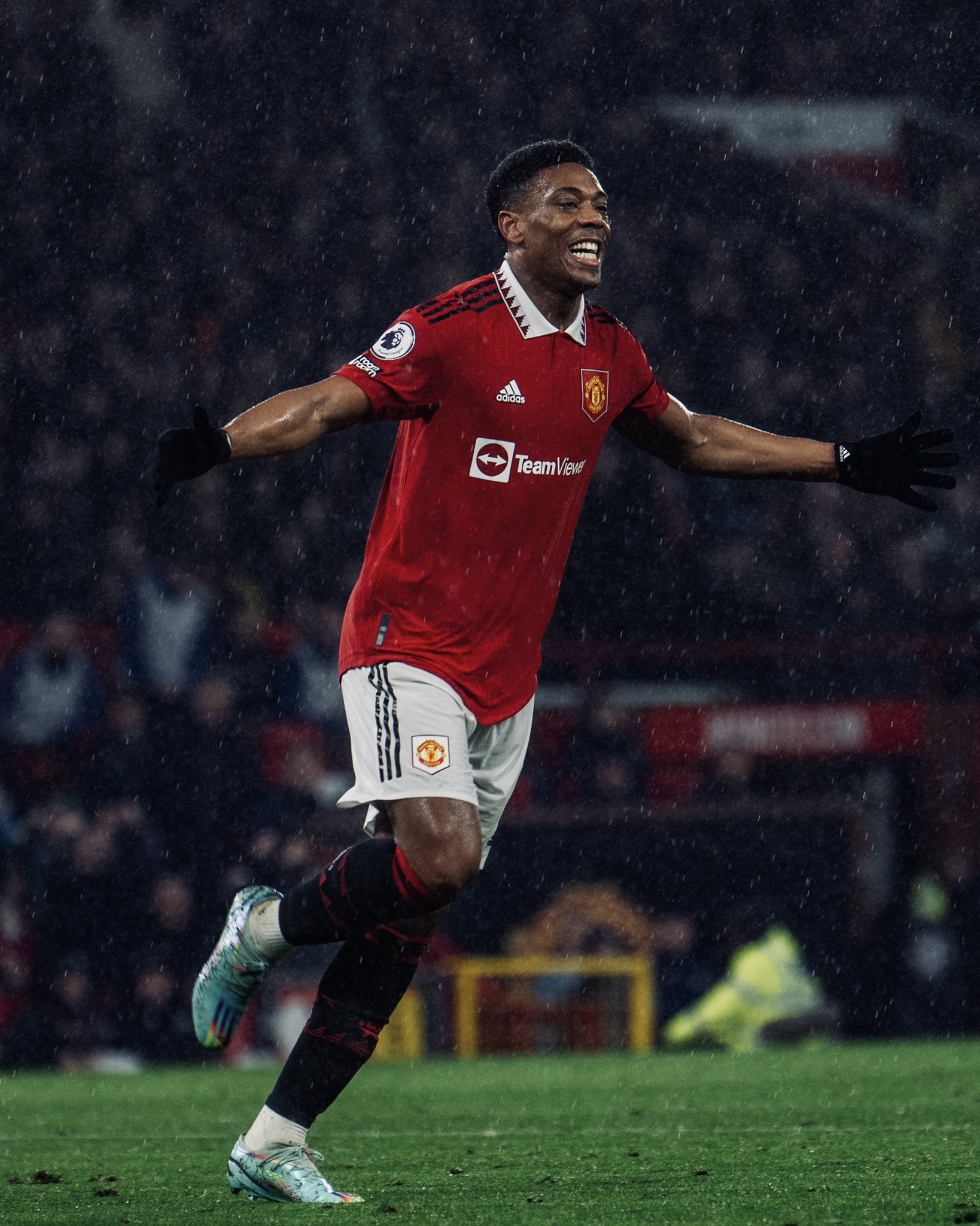 Anthony Martial celebrates his goal against Nottingham Forest.