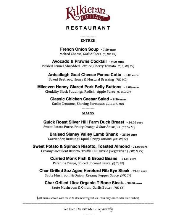 This week we will open on Friday 30th and Saturday 31st for New Years Eve - Book your table now to avoid disappointment- call 051 645110

Here’s our menu 😋 

#newyear2023 #newyearparty #newyeareveparty #kilkierancottage #homeofgoodfood #letscelebrate🎉 ift.tt/1Iw0MeH