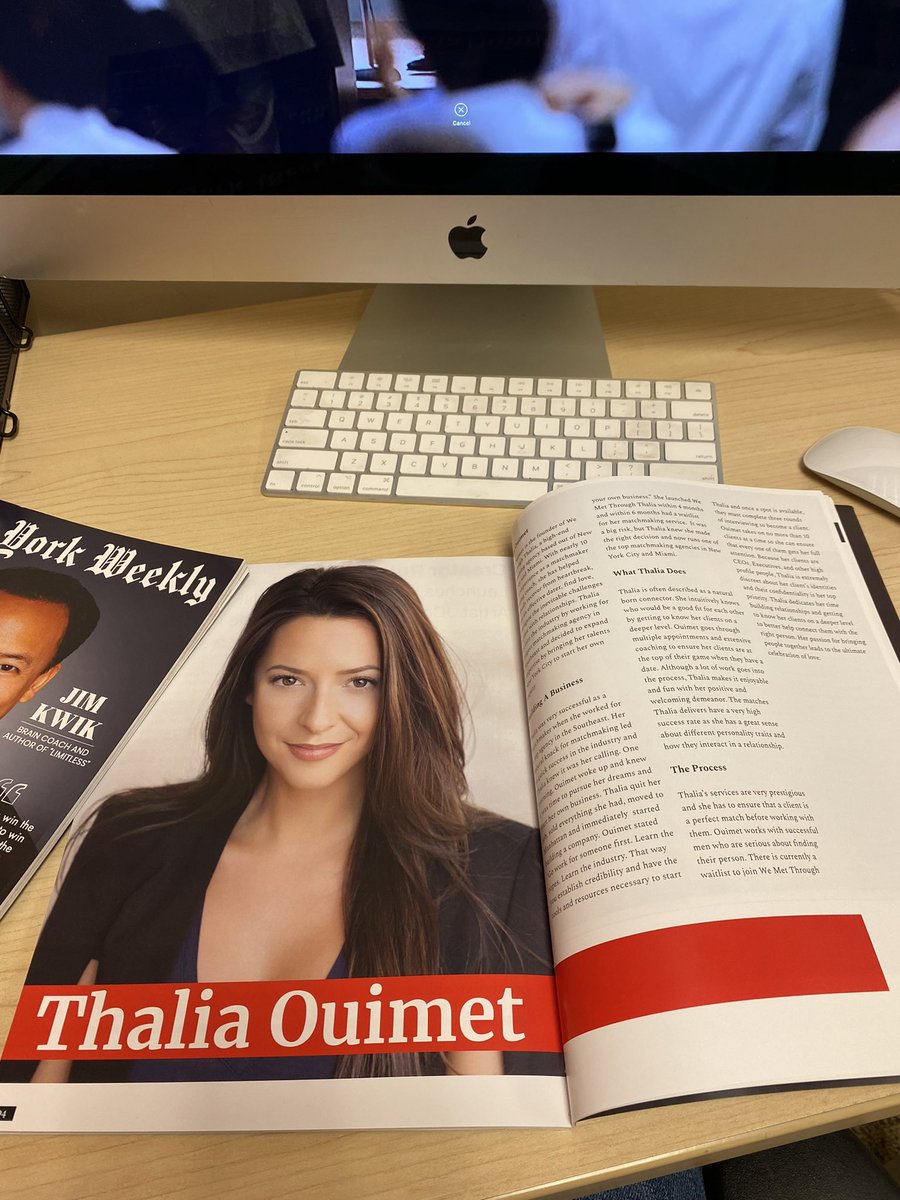 ThaliaOuimet's tweet photo. Thank you @nyweekly for the interview! #matchmaker #datingcoach https://t.co/exWCxrNAcs