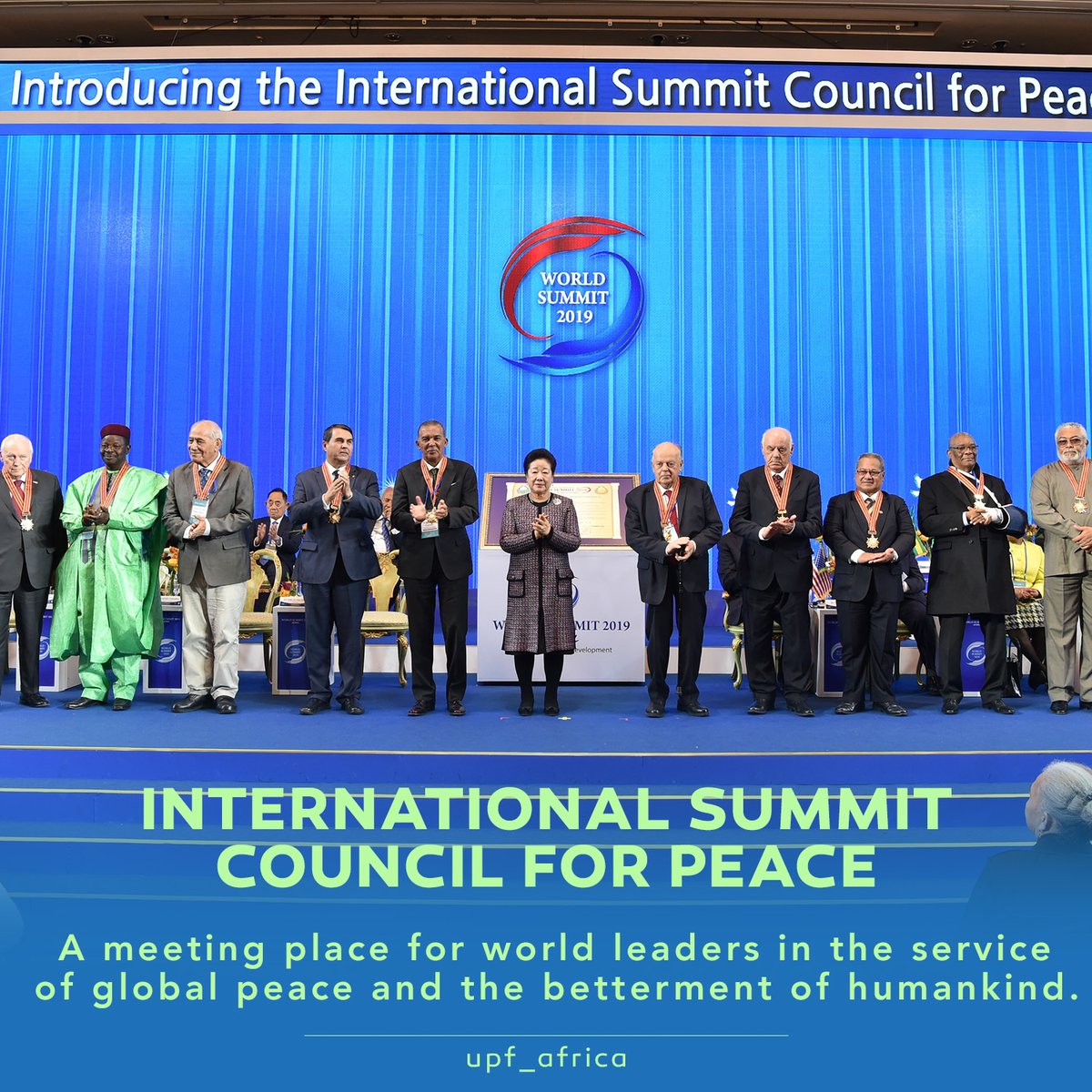 UPFAfrica's tweet photo. The International Summit Council for Peace (ISCP) was initiated by UPF co-founder Dr. Hak Ja Han Moon on February 8, 2019 on the occasion of World Summit 2019 in Seoul, Korea.
#headofstates #globalchallenges #interdependance #worldpeace #president #upf #globalgoals #associations https://t.co/gGSRtENscu