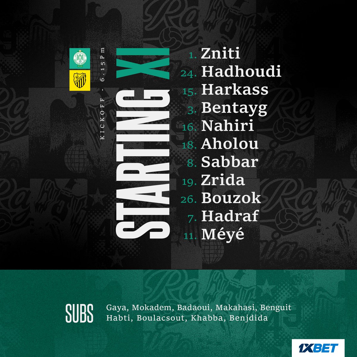 socceralgeria3's tweet photo. #Bouzok titulaire #Merbah et #Benghit remplaçants vs Maghreb Fès #TeamDZ https://t.co/aYMZVMCcaq