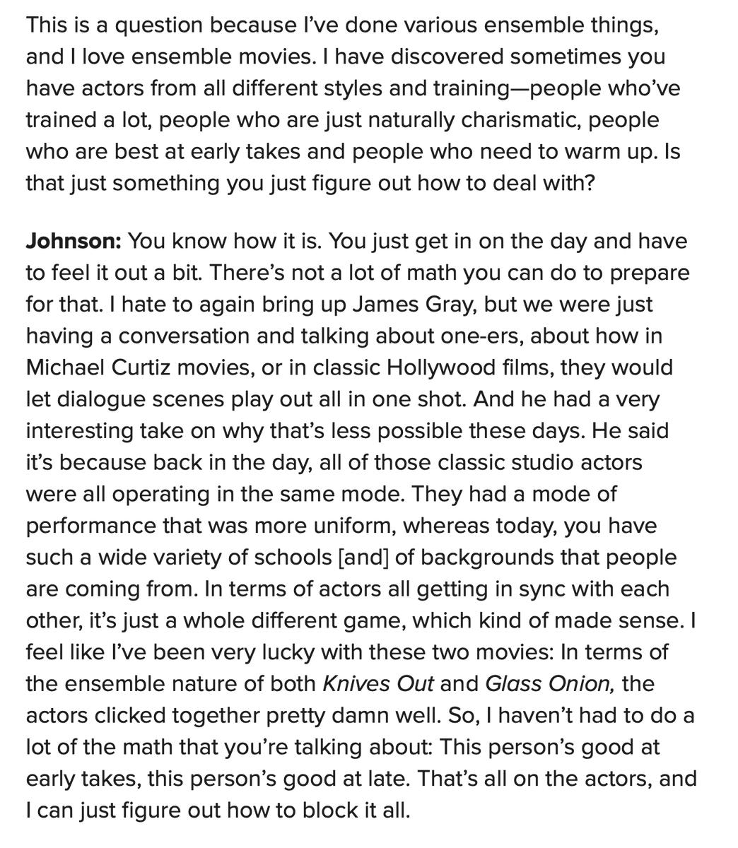 Filmmaker Magazine on Twitter "Two favorite bits from gregmottola's interview w/ rianjohnson