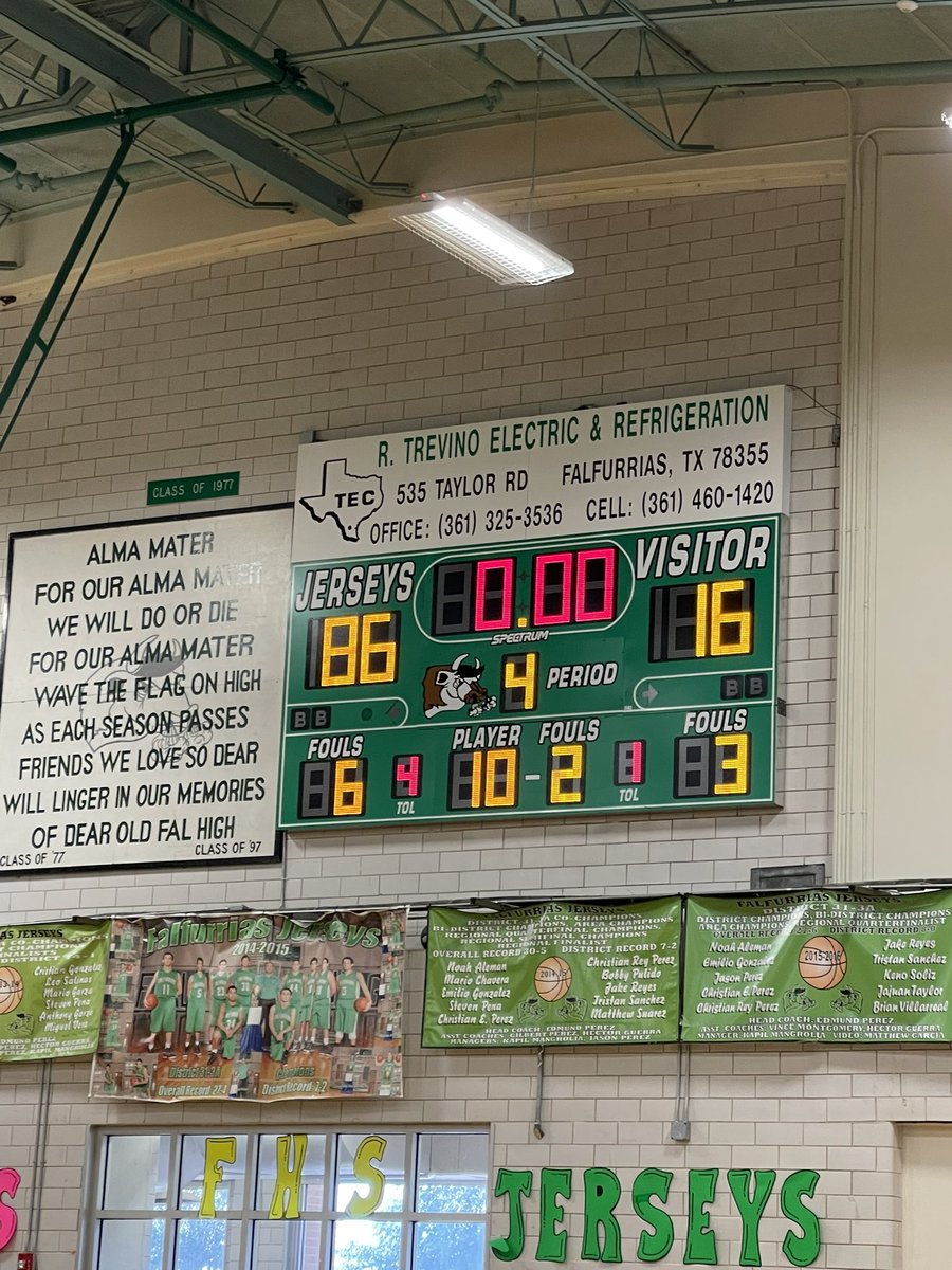 Fightin’ Jerseys Varsity Basketball with the win over Benavides! They play again at 1pm!