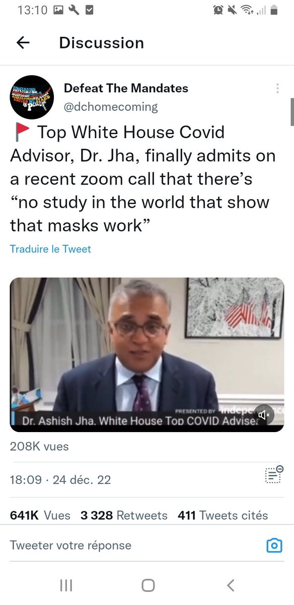 JaneOfArc6's tweet photo. @ApollineMatin @BonsensOrg @JeanYvesCAPO 
Elle n'a peut-être pas eu le courrier?
@apollineWakeUp pouvez vous transmettre à #Autran que Dr Jha conseiller Covid de la Maison Blanche a admis qu'il n y avait aucune étude montrant l'efficacité du masque?
C'est une secte votre truc! https://t.co/h5erWhyuFp