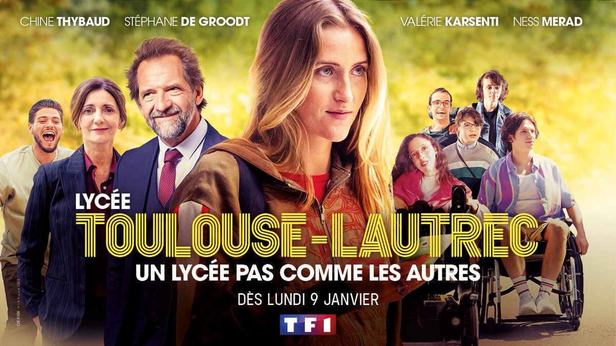 TELEVISION - Le lundi 9 janvier prochain a 21h10, #TF1 proposera le lancement de la série française '#LycéeToulouseLautrec' avec #ChineThybaud et #StéphaneDeGroodt