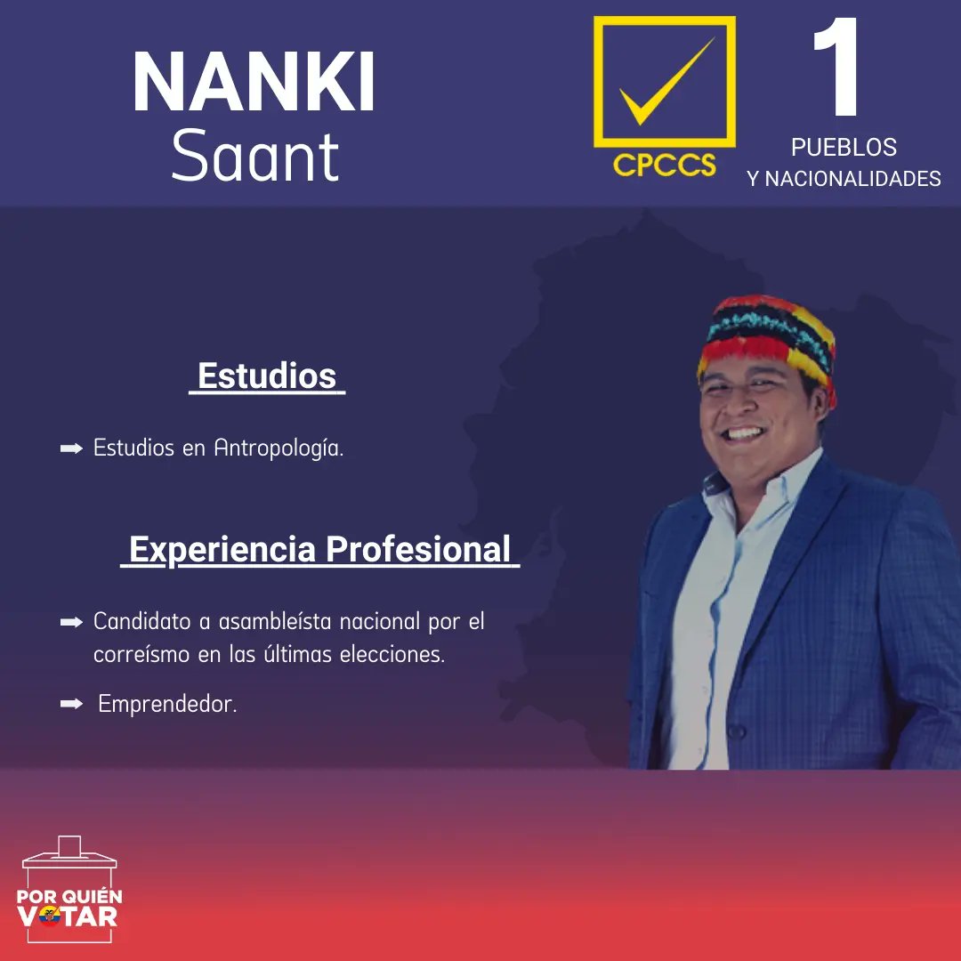 porquienvotarec's tweet photo. Conoce un poco más de este candidato @nankisaant 👇

¿Conocías a este candidato que se está postulando al CPCCS?

 #lamejoropcion #votabien #rankingec #cpccs #elecciones2023 #Informate  #PueblosyNacionalidadesIndigenas #Candidatos2023  #porquienvotarec #VotaBien https://t.co/JXvqygEaha