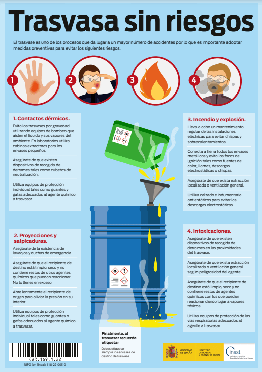 ASPRAMUR_RM's tweet photo. Estas infografías del @INSST_MITES_GOB nos muestran los riesgos químicos, con información sobre las principales medidas para la identificación, evaluación y control del riesgo químico en los lugares de trabajo. https://t.co/WJmm3VmIRz