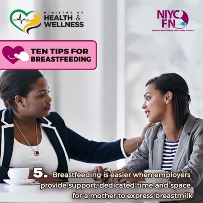 themohwgovjm's tweet photo. TIP 5: Breastfeeding is easier when employers provide support, time and space for a mother to express breastmilk. Employers that care about the well-being of their employees who are mothers are appreciated. Considerate employers equals making breastfeeding easier!
#SupportMom https://t.co/zxxmdiN4RI