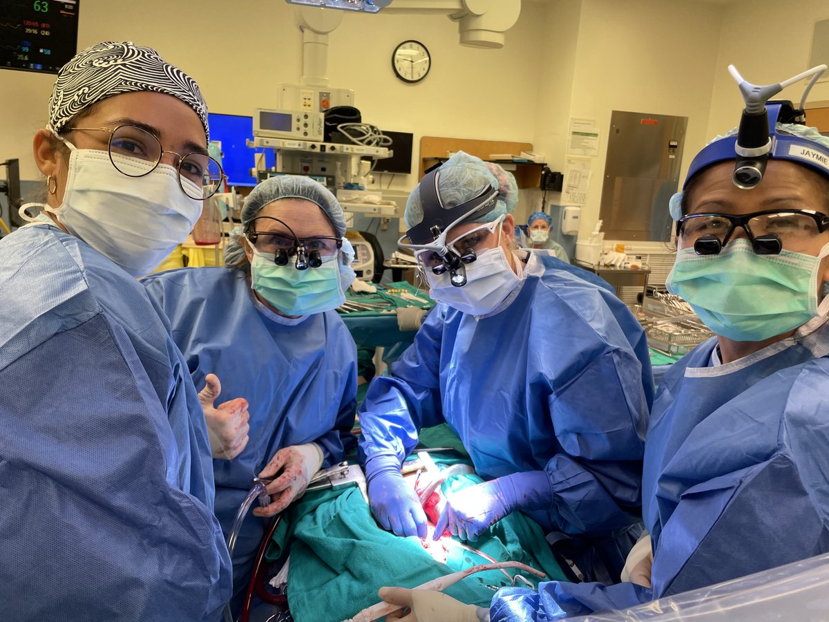 Cardiac surgery at @Texas_Heart / @BCM_CTSurgery @BCM_Surgery in 2022. Med student, surgical assist, attending @LaurenBarronMD, and CT fellow - all women. What's missing? Nothing!!!