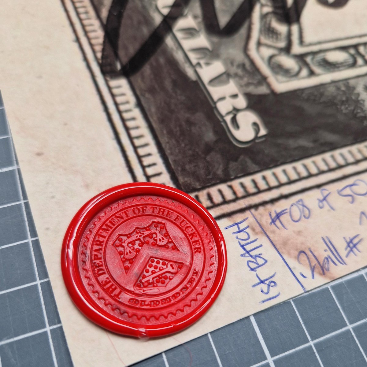 RTrixson's tweet image. signed, stamped and gtg 📦. dem $.2 fine art prints are top fkn notch. do you have yours mfer ?  #oldmoney #point2 #bills