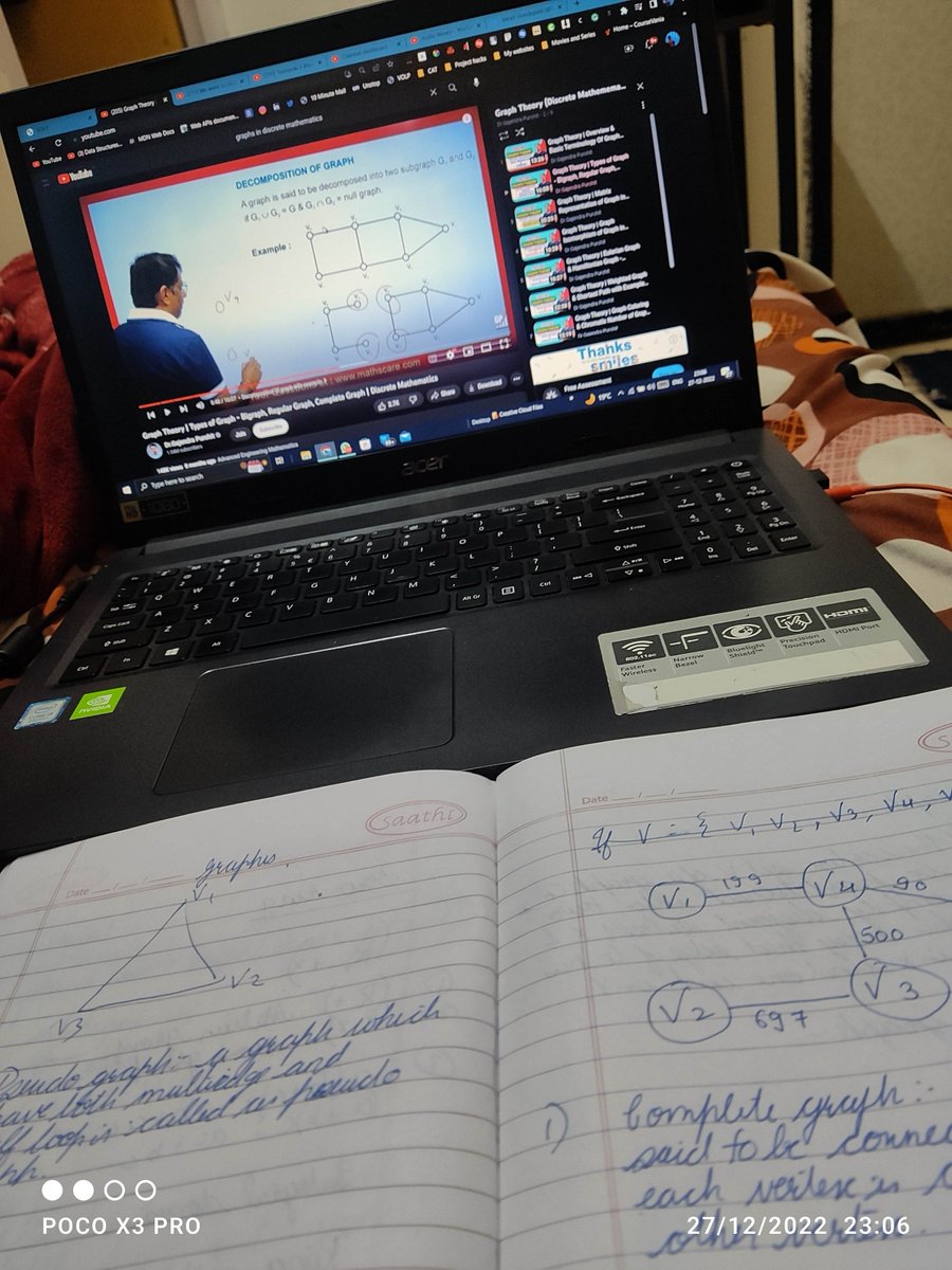 VGondepatil's tweet photo. #Day8 of #100DaysOfCode
Learning Maths is as important as leaning to code for a developer. Therefore started to study Graph in Discrete mathematics with @GPSirOfficial.
He has explained the topic very clearly.
Cant wait to give my exams now.
#discretemaths #GPSir #GraphTheory https://t.co/xJe2MbofU6