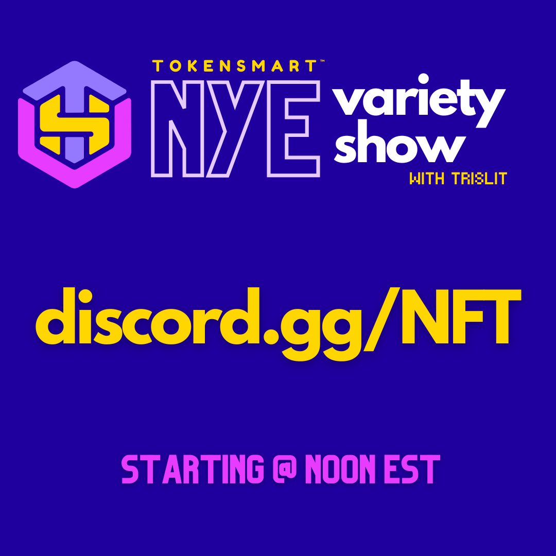 nftsmart's tweet photo. hey it's @trislit We've got exciting plans coming for TokenSmart. So let's kick the new year off right: together, in the metaverse, doing whatever the f*ck we want. Starts at Noon EST 12/31...ends whenever. More details in https://t.co/razlJ0r8rh #metaverse #nft #tokensmart #nye https://t.co/I5sb6HlmEr