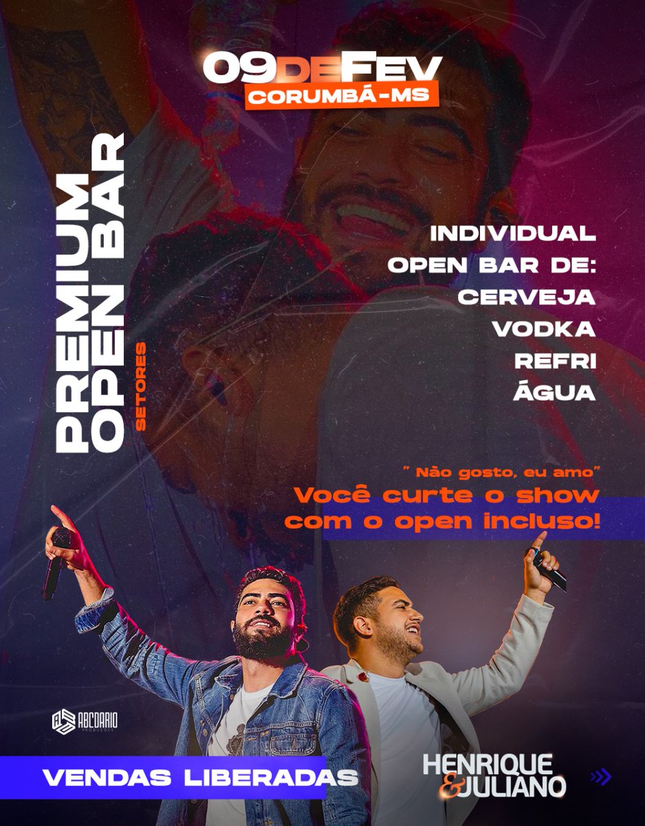 thiagor_corumba's tweet photo. Vem de Open Bar no @HeJOficial 09 de fevereiro em Corumbá!
#HenriqueEJuliano #HeJ #ManifestoMusical
#Corumba #Ladario #Bolivia 🚀🔤💥 https://t.co/BEVwpBZYBy