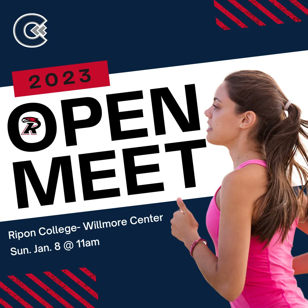 There's still time to register! Join us at Ripon College at the beautiful Willmore Center for our Kick Off to Indoor Season Open Track &amp; Field Meet! Only $10 &amp; open to middle school &amp; under, high school, &amp; post collegiate! See you 1/8/23! Register at:  athletic.net/TrackAndField/…