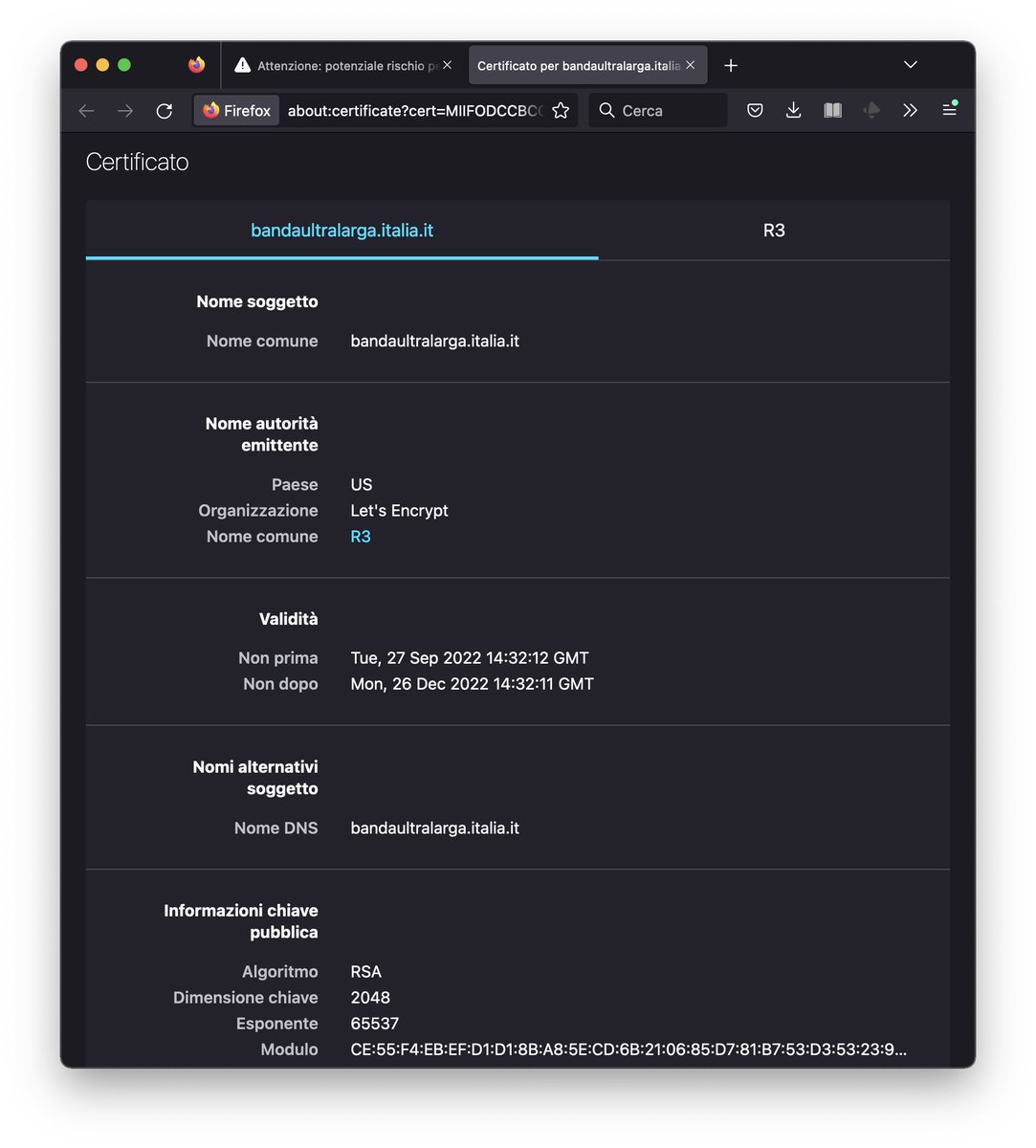 Problemi al certificato HTTPS 🙄bandaultralarga.italia.it (visto che la CA è Let's Encrypt , sicuramente c'è qualcosa che è andato storto nella procedura automatica di rinnovo... o no? 🤔) <a href="/pianoBUL/">BandaUltraLargaIT</a> <a href="/MISE_GOV/">Assessorato allo Sviluppo Economico di Bugliano</a> <a href="/letsencrypt/">Let's Encrypt</a>