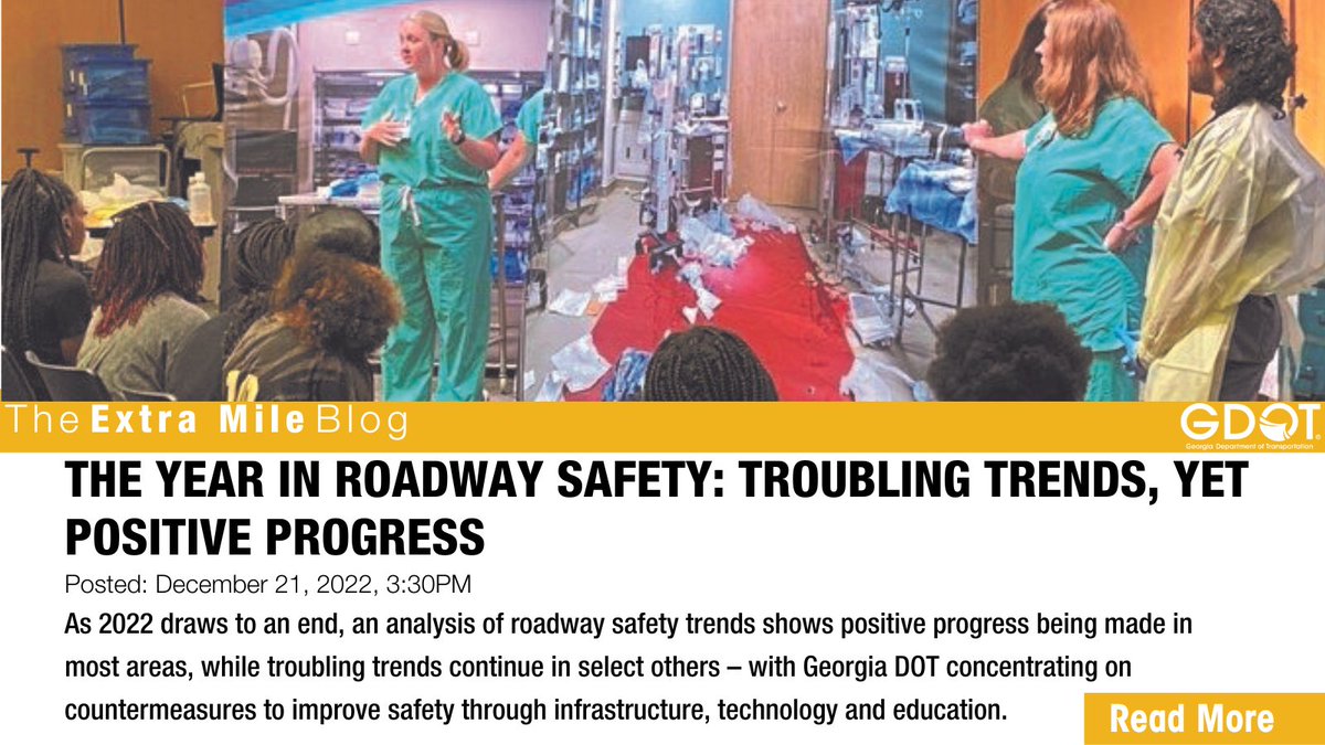 In the latest #ExtraMileBlog, Safety Engineering Program Manager Sam Harris and Safety Program Manager Dave Adams share how GDOT improves safety through infrastructure, technology, and education.  bit.ly/3PJbQNs