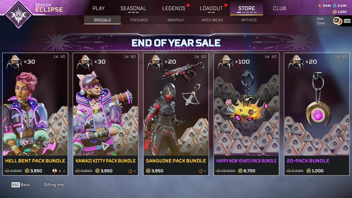 HYPERMYSTx's tweet photo. Apex Legends END OF YEAR Sale is Live https://t.co/nenks0q0XL