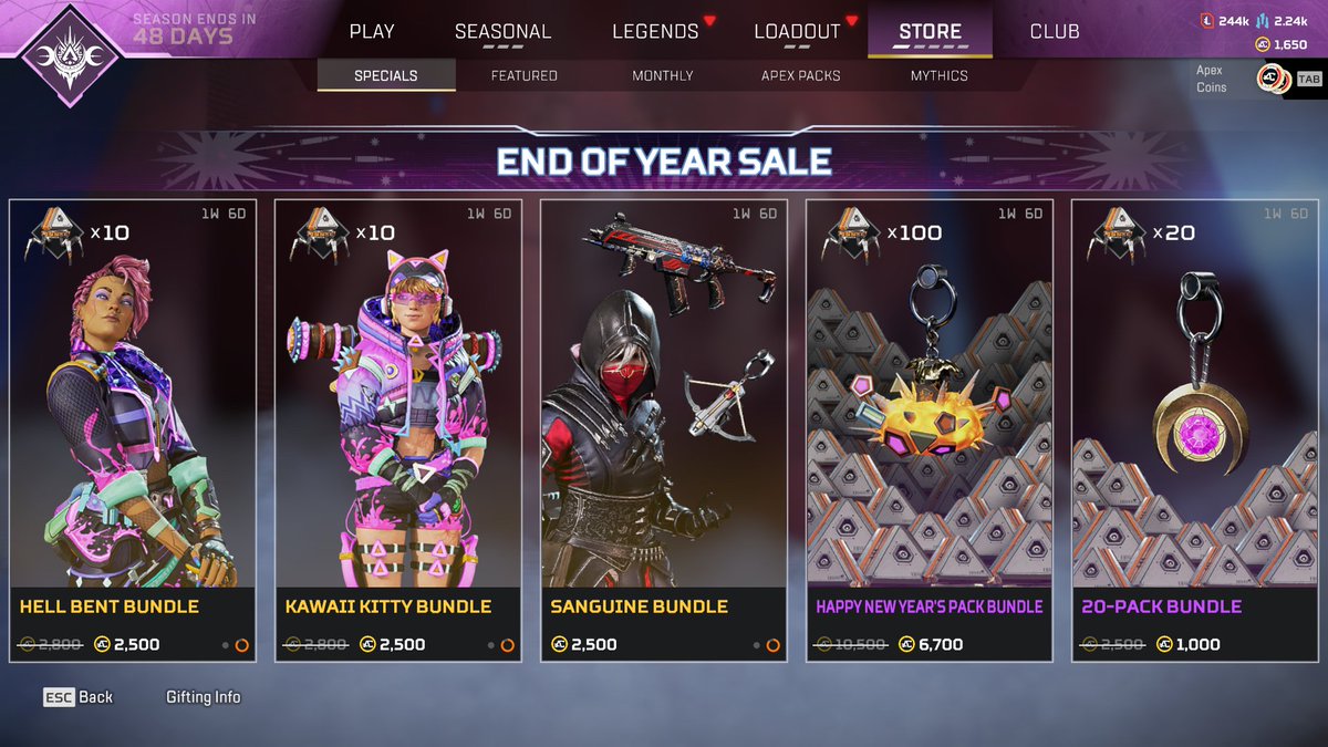 HYPERMYSTx's tweet photo. Apex Legends END OF YEAR Sale is Live https://t.co/nenks0q0XL