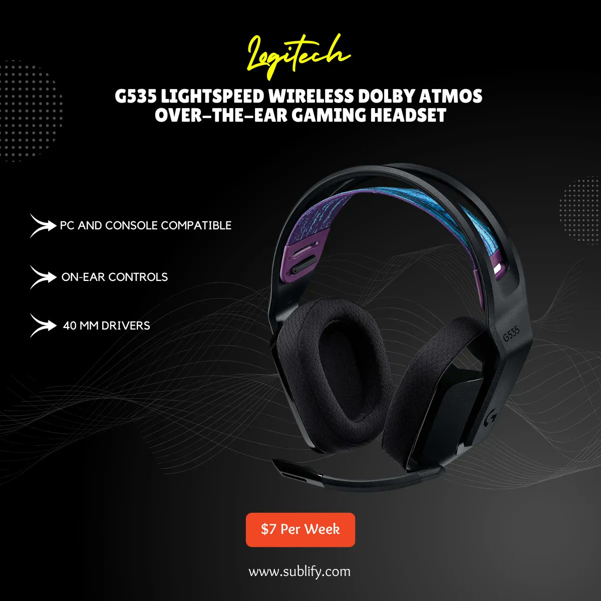 SublifyCom's tweet image. Start your lease now : buff.ly/3PWiizr 
G535 gives you performance, freedom and comfort for all your gaming sessions. 
#gaming #headset #follow #videogame #esports #meme #streamer #art #gamer #ps #memes #pcgaming #gamers #youtube #xboxone #playstation #videogames #game