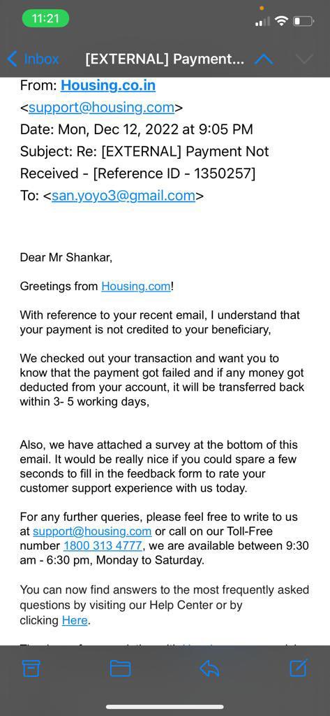SyedNazeerM's tweet photo. .@Housing Are you running a scam? One failed transaction on 09/12/22 Still not reversed. For every follow up, receiving new complaint ID and you guys are closing without resolving it. https://t.co/5Dfc01Qs6b